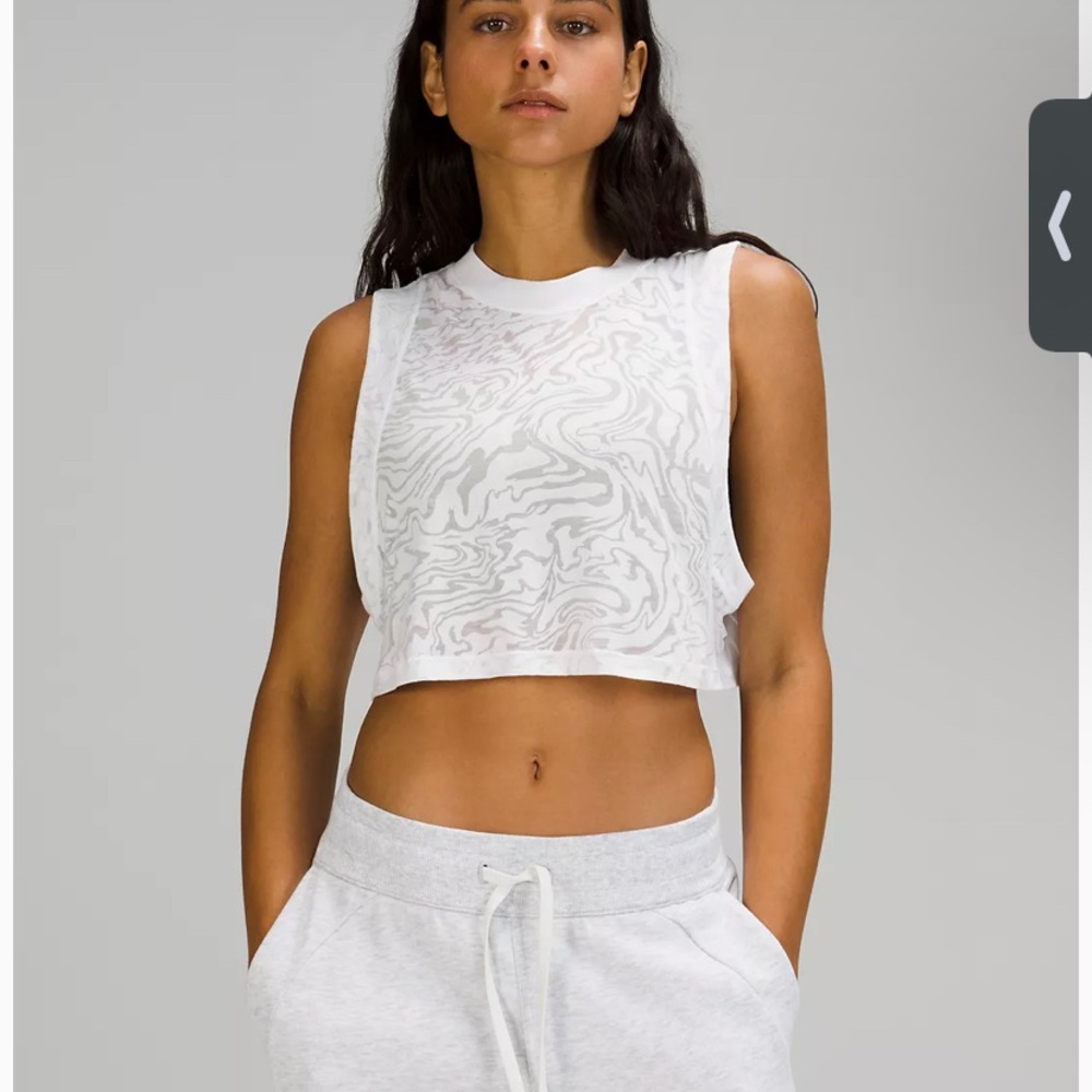 Lululemon all yours white tank size 4 cropped